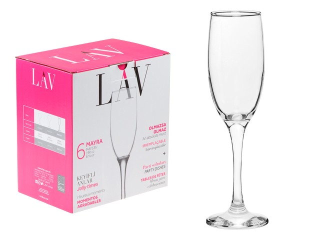 Купить набор бокалов для шампанского, 6 шт., 190 мл, серия Mayra, LAV (LV-MAY535F)