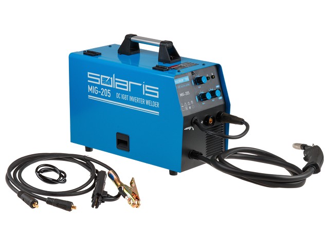 Купить полуавтомат сварочный Solaris MIG-205 (MIG/MAG/FLUX/MMA) (220В; встроенная горелка 2 м; смена полярности) (SOLARIS)