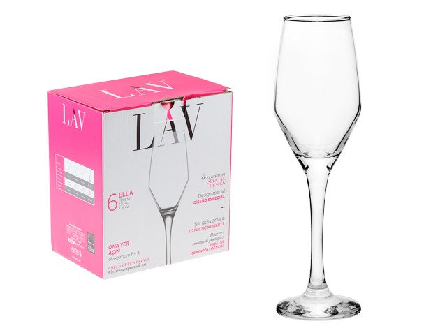 Купить набор бокалов для шампанского, 6 шт., 230 мл, серия Ella, LAV (LV-ELL532F)