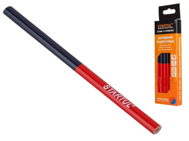 Купить карандаш разметочный 180мм 12шт. двухцветный STARTUL STANDART (ST4306) (ST4306-12)