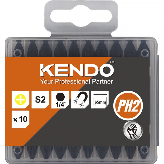Купить набор бит двухсторонних PH2- PH2x65 мм, 10 шт. KENDO 23230532