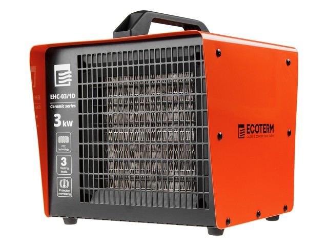 Купить нагреватель воздуха электр. Ecoterm EHC-03/1D (кубик, 3 кВт, 220 В, термостат, керамический элемент PTC) (ECOTERM)