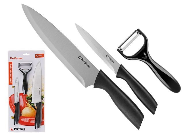 Купить набор ножей 3 шт. (нож кух.31.5 см, нож кух.22.5 см, нож для овощей 14.5 см), Handy, PERFECTO LINEA (21-162301)