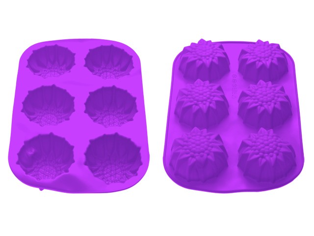 Купить форма для выпечки, силиконовая, прямоугольная на 6 кексов, 27.5 х 18 х 3 см, фиолет., PERFECTO LINEA (20-000611)