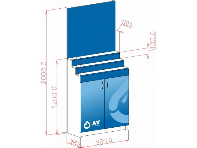 Купить стенд для смесителей с дверцами AV Engineering (900 х 388 х 2000 (Ш х Г х В)) (ST-SSD-AV)