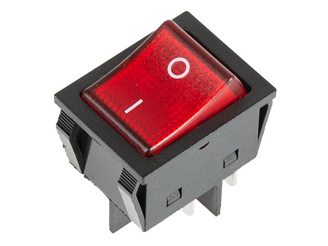 Купить выключатель клавишный 250V 30А (4с) ON-OFF красный с подсветкой REXANT (36-2346)
