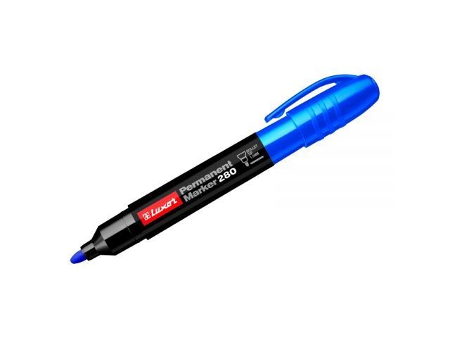 Купить маркер перманентный пулевидный синий LUXOR 280 (толщ. линии 1.0-3.0 мм. Цвет синий) (LUXOR3542) (Luxor)