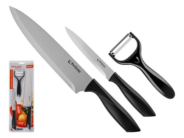 Купить набор ножей 3 шт. (нож кух.33.2 см, нож кух.23.2 см, нож для овощей 14.5 см), Handy, PERFECTO LINEA (21-162300)
