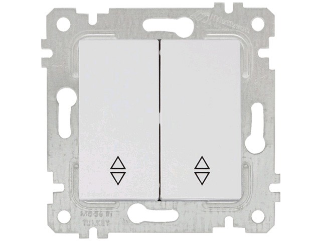 Купить выключатель проходной 2-клав. (скрытый, без рамки, винт. зажим) белый, RITA, MUTLUSAN (10 A, 250 V, IP 20) (2200 404 0201)