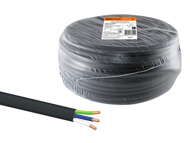 Купить кабель ВВГ-П нг(А)-LS 3х1,5 ок(N, PE)-0,66 ГОСТ (100м) TDM (черный) (SQ0117-0075)