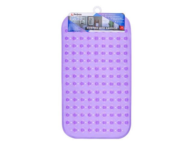 Купить коврик для ванной, прямоугольный с пузырьками, 67х37 см, фиолетовый, PERFECTO LINEA (22-267375)