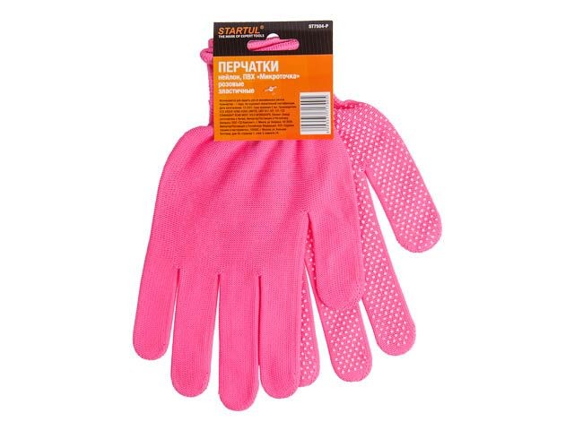 Купить перчатки нейлон, ПВХ "Микроточка" розовые STARTUL (ST7504-P)