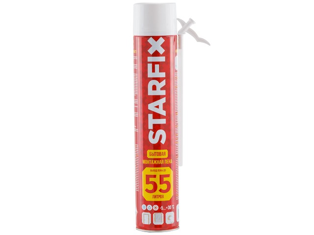 Купить пена монтажная бытовая всесезонная STARFIX Foam 55 (750мл) (Выход пены до 55 литров) (SM-65855-1)