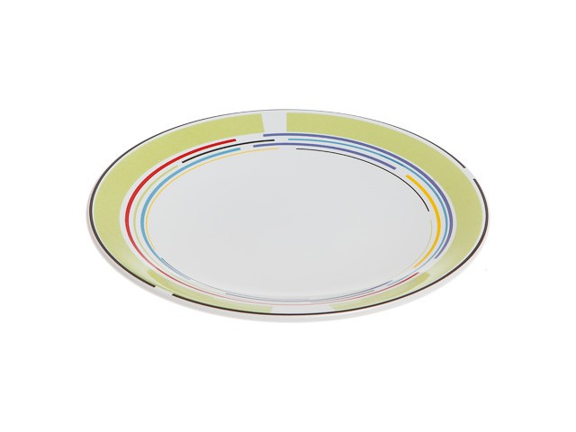 Купить тарелка десертная керамическая, 199 мм, круглая, серия Самсун, оливковая полоска, PERFECTO LINEA (Супер цена!) (16-995302)