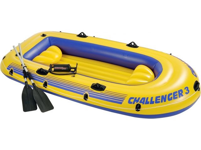 Купить надувная лодка трехместная Challenger 3, 295х137х43 см + весла алюмин. 122 см, насос ручной, INTEX (68370NP)