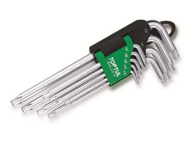 Купить набор ключей Torx T10-Т50 9шт с отверстием длинных TOPTUL (GAAL0919)